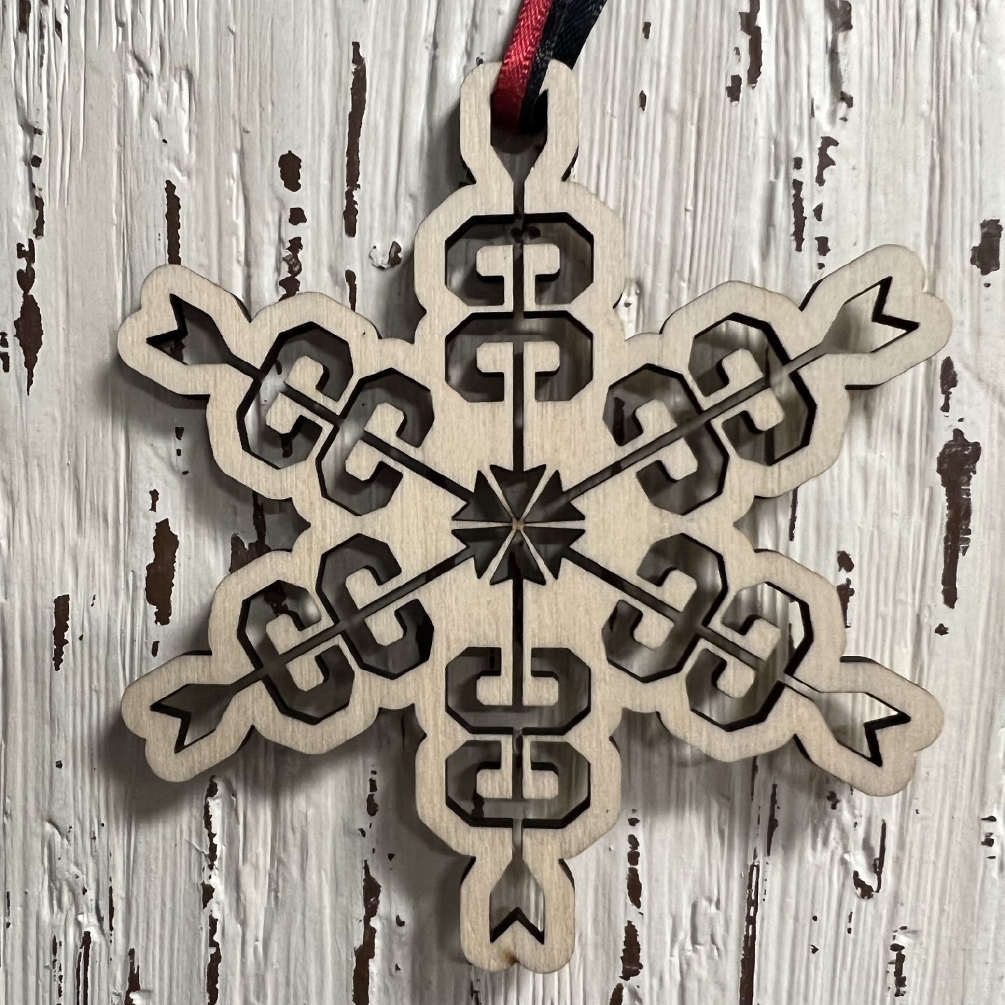 Cross Country Wooden Snowflake Ornament - Up-N-Running